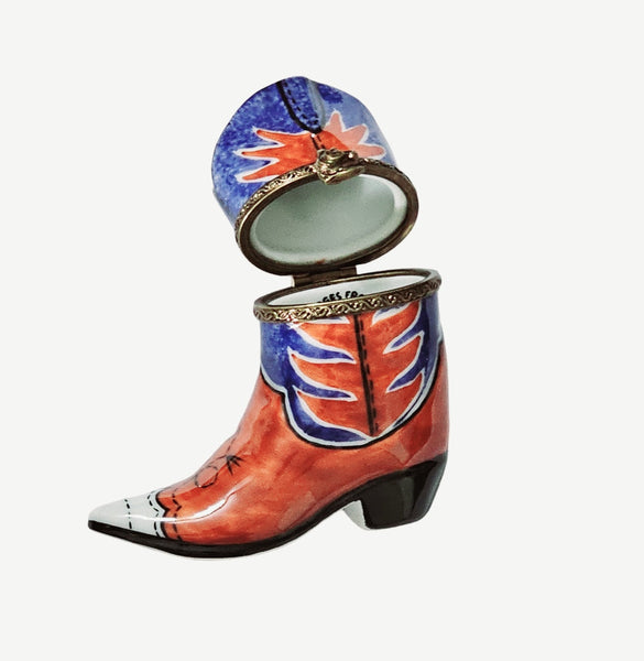 Vibrant Cowboy Boots Limoges Box Porcelain Limoges united states shoe French Trinket Box