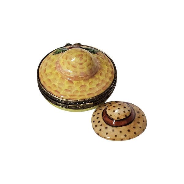 Charming Yellow Hat Limoges Box Porcelain Limoges hat French Trinket Box