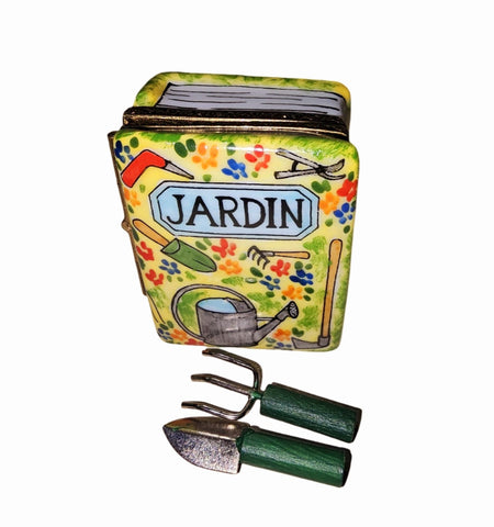 Garden Tools Limoges Box Set Porcelain Limoges Garden flowers French Trinket Box