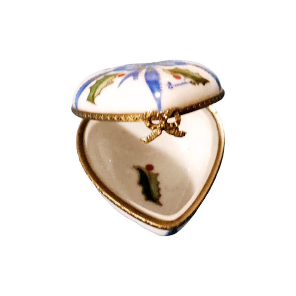 Christmas Heart Joyeux Noel Box Porcelain Limoges heart xmas christmas French Trinket Box