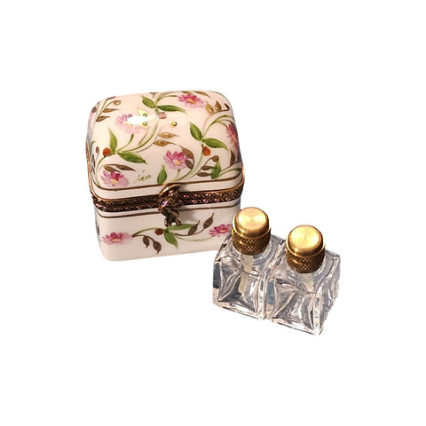 Charming Pink Floral Perfume Box Porcelain Limoges perfume French Trinket Box