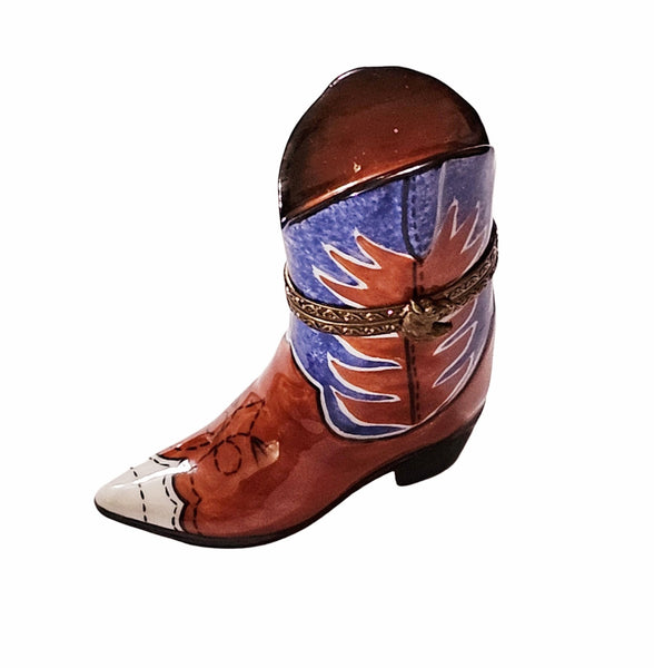 Vibrant Cowboy Boots Limoges Box Porcelain Limoges united states shoe French Trinket Box
