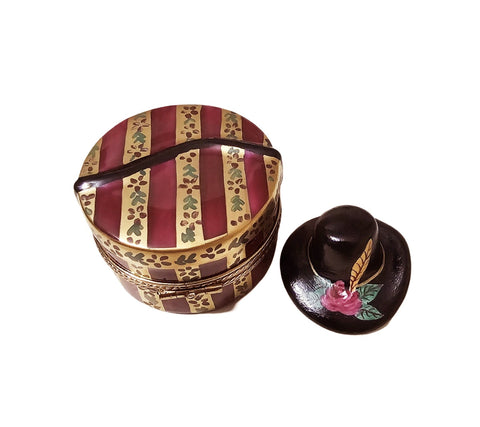 Elegant Black Hat Limoges Box Porcelain Limoges hat French Trinket Box