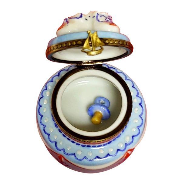 Nautical Cake Limoges Box with Baby Booties, view 2