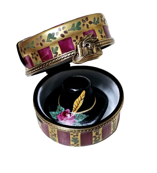 Elegant Black Hat Limoges Box Porcelain Limoges hat French Trinket Box