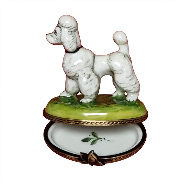 White Poodle Hand-Painted Limoges Trinket Box, view 2