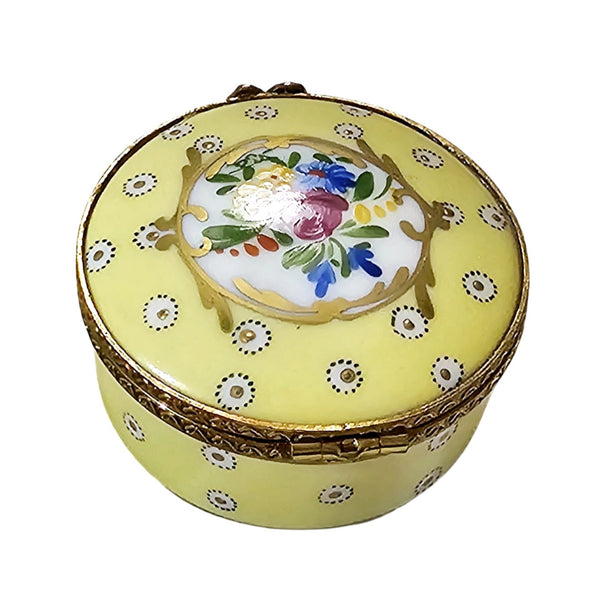Yellow Floral Charm Box Porcelain Limoges traditional French Trinket Box