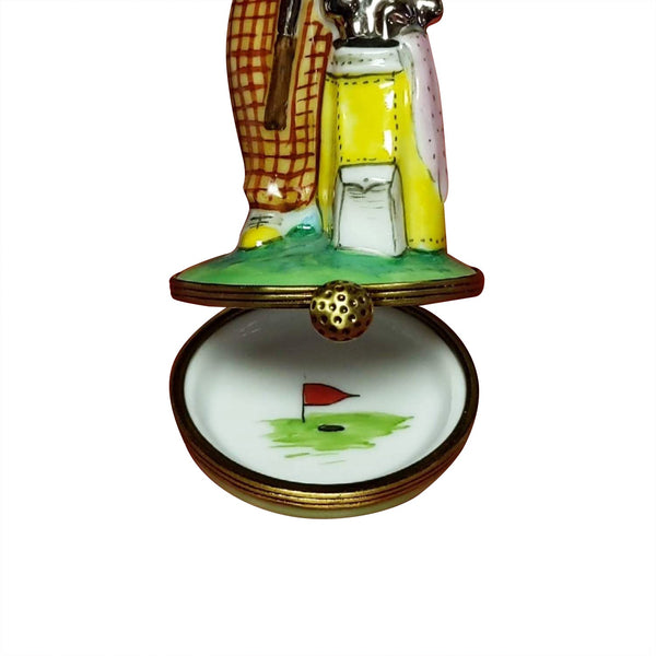 Golfer with Clubs Porcelain Limoges Box, view 2