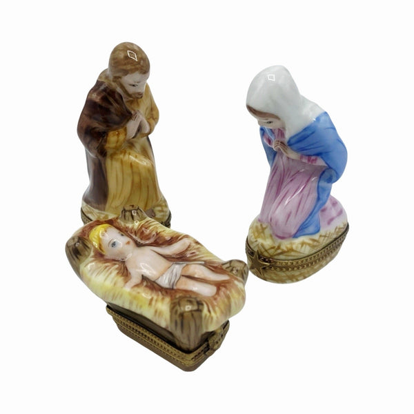 Nativity Set Jesus Mary Joseph 3 Limoges Boxes