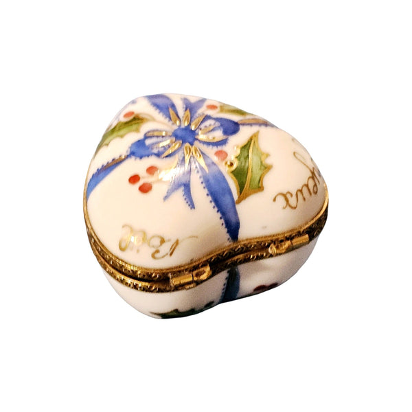 Christmas Heart Joyeux Noel Box Porcelain Limoges heart xmas christmas French Trinket Box