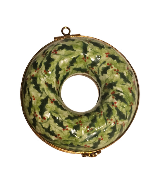 Artoria Evergreen Pine Wreath Limoges Christmas Box, view 4