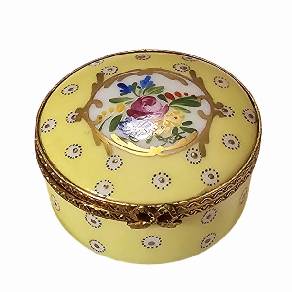 Yellow Floral Charm Box Porcelain Limoges traditional French Trinket Box