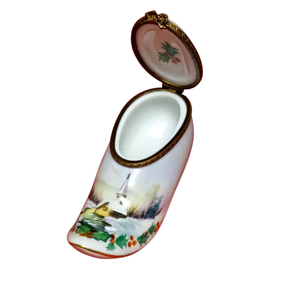 Dutch Clog Limoges Box with Painted Church, view 2