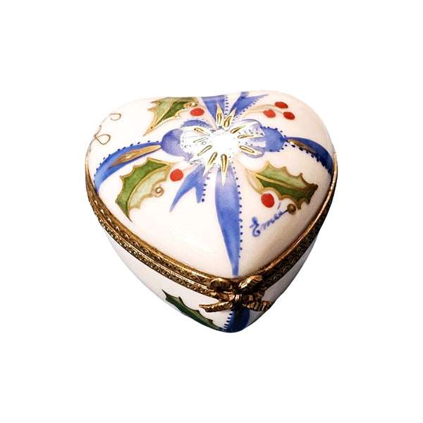 Christmas Heart Joyeux Noel Box Porcelain Limoges heart xmas christmas French Trinket Box