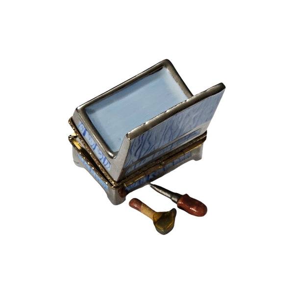 Blue Artisan Tool Box Porcelain Limoges professional French Trinket Box