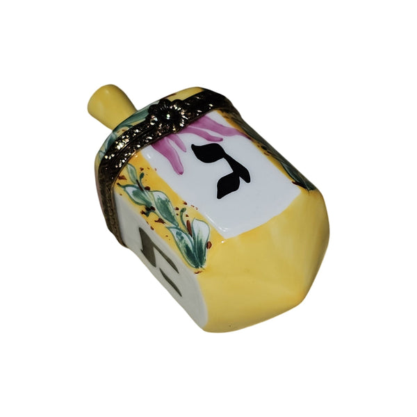 Charming Yellow Dreidel Limoges Box Porcelain Limoges Religious religion spiritual myth French Trinket Box