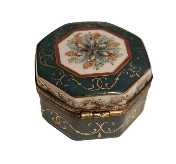 Christmas Holly Hexa Trinket Limoges Box Authentic Limoges Box