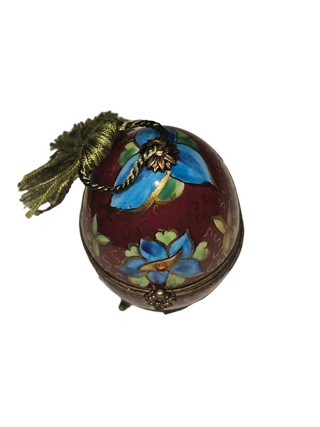 Footed Red Perfume Egg Bold w Tassel Authentic Limoges Box