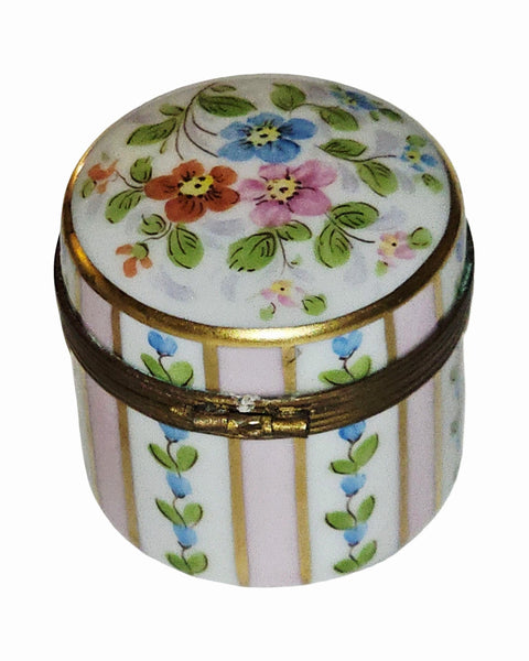 Tall Pink Striped Round Floral