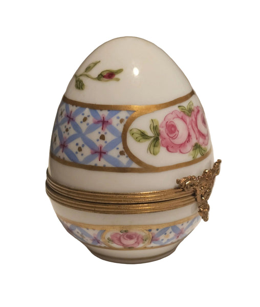 Blue W Roses Egg Limoges Box | Limoges Box Authentic Limoges Box