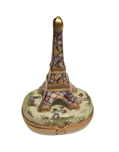 White Eiffel Tower w Balloons Limoges Box Authentic Limoges Box