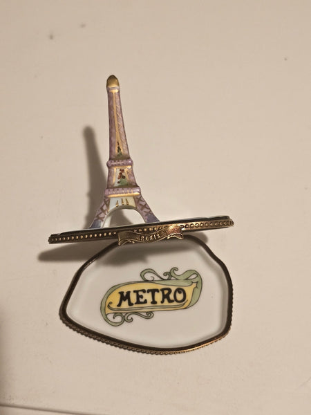 Eiffel Tower on Map France Limoges Box Authentic Limoges Box