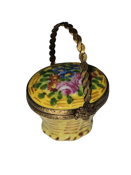 Yellow Basket w Flowers Authentic Limoges Box