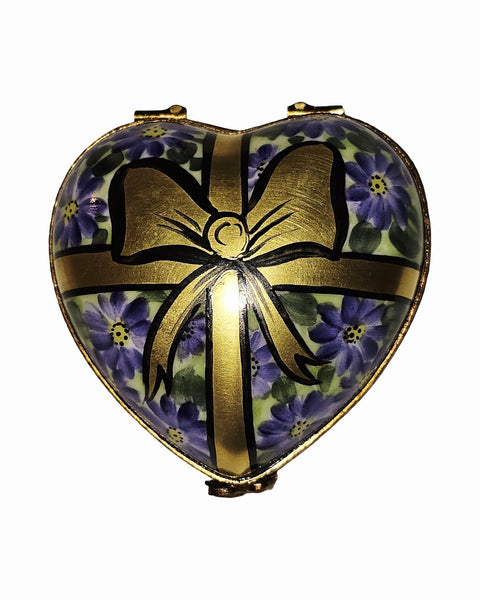Purple Flowers Gold Box on Heart
