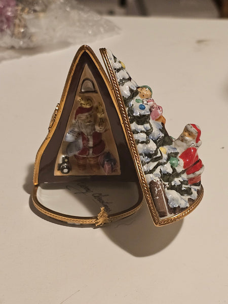Rare Triple Hinged Christmas Tree Limoges Box Figurine) Authentic Limoges Box