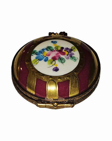 Maroon Gold Floral Round