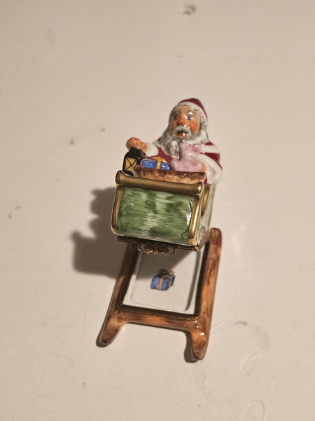 Santa in Sleigh Rochard Rare Authentic Limoges Box