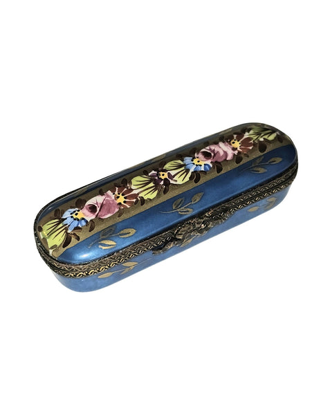 Blue Long Floral Rectangle