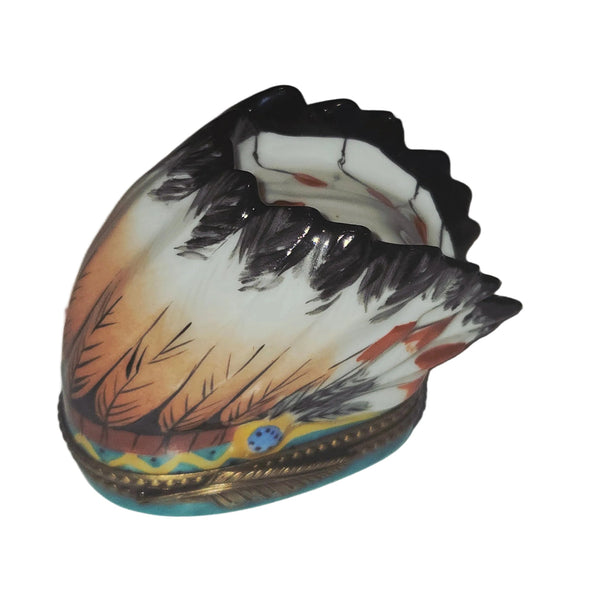 Medium Native American PV Indian Head Dress Limoges Box