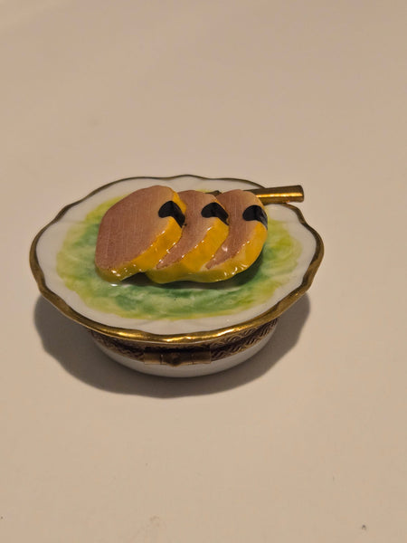 Foia Gras Sliced Ham on Plate Rare Authentic Limoges Box