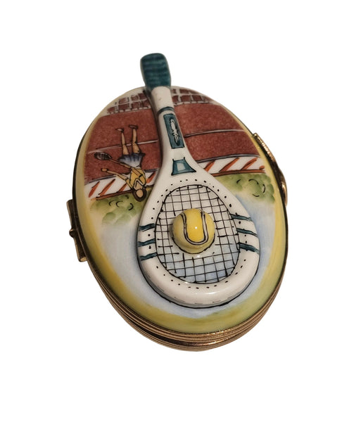 Rochard Tennis Raquet on Oval Authentic Limoges Box
