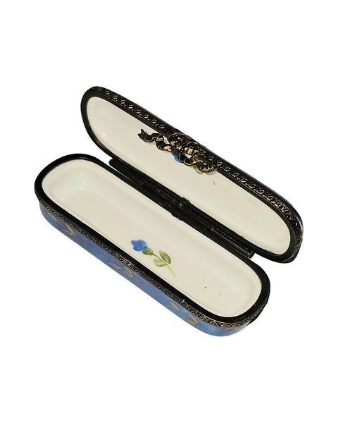 Blue Long Floral Rectangle