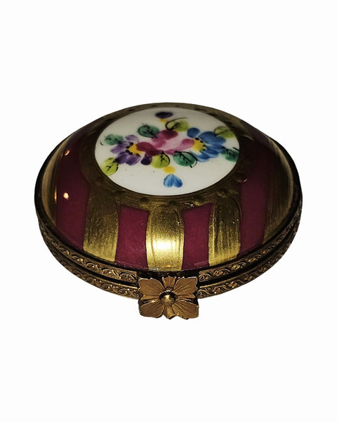 Maroon Gold Floral Round