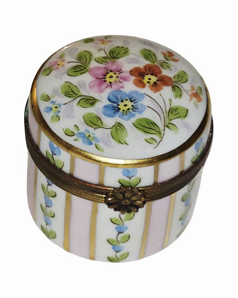 Tall Pink Striped Round Floral