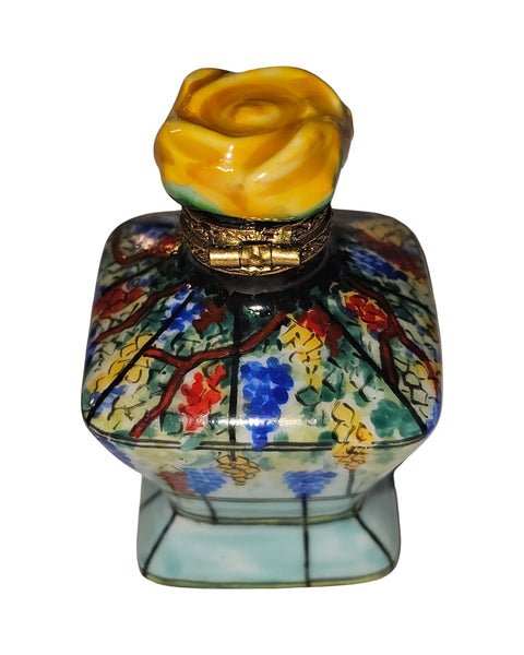 Hour Glass Shaped Jar w Yellow Rose
