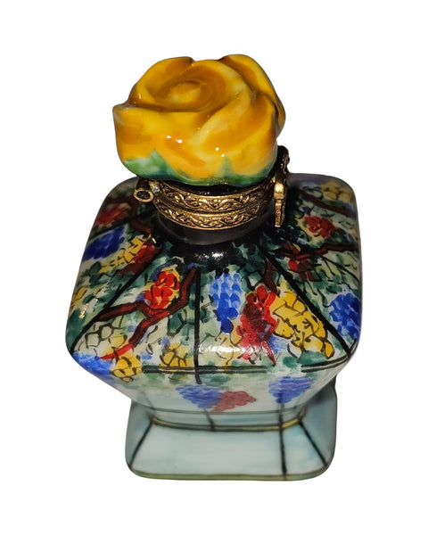 Hour Glass Shaped Jar w Yellow Rose