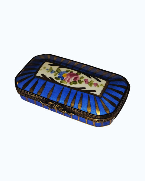 Blue Rectangle Floral Flat