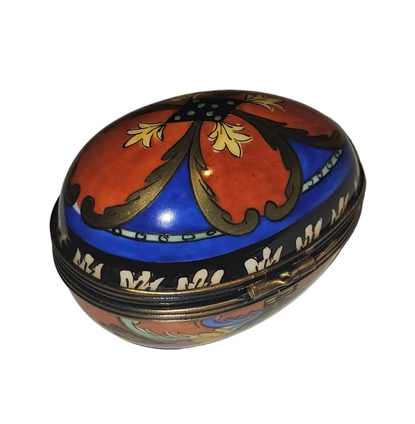 Snazzy Orange Blue Egg Horizon Limoges Box | Limoges Box