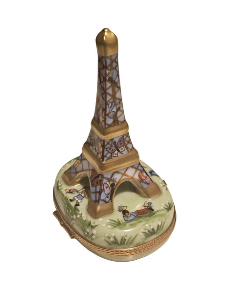 White Eiffel Tower w Balloons Limoges Box Authentic Limoges Box