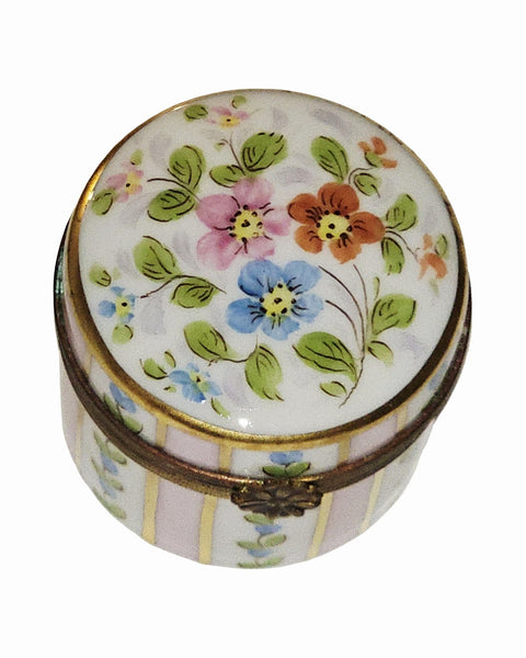 Tall Pink Striped Round Floral