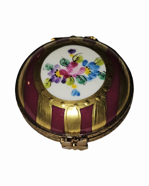 Maroon Gold Floral Round