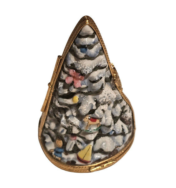 Rare Triple Hinged Christmas Tree Limoges Box Figurine) Authentic Limoges Box