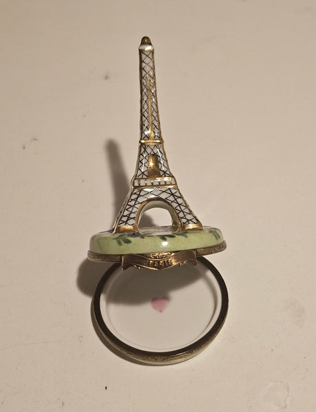 White Eiffel Tower w Flowers Limoges Box Authentic Limoges Box