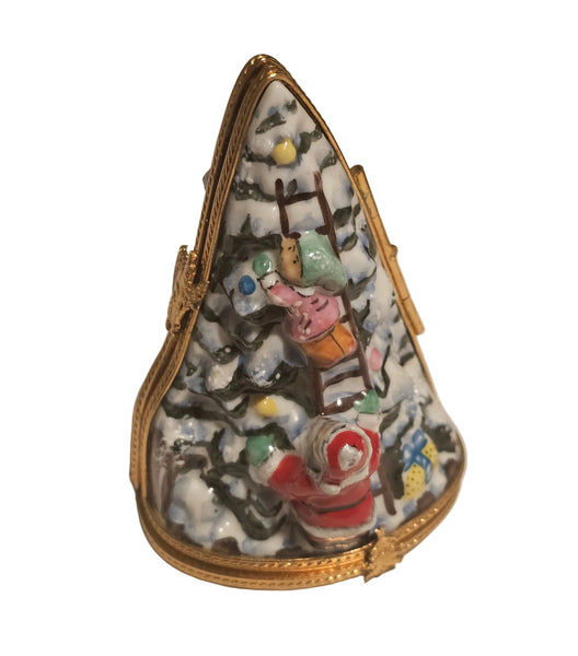 Rare Triple Hinged Christmas Tree Limoges Box Figurine) Authentic Limoges Box