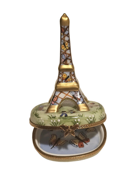 White Eiffel Tower w Balloons Limoges Box Authentic Limoges Box