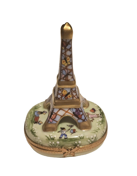 White Eiffel Tower w Balloons Limoges Box Authentic Limoges Box